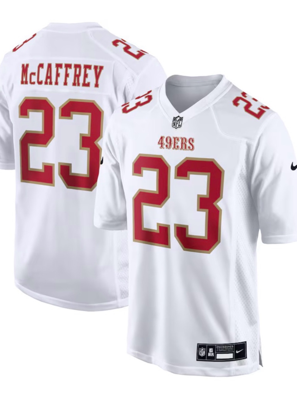 Nike Christian McCaffrey #23 San Francisco 49ers White Fashion Game Jersey